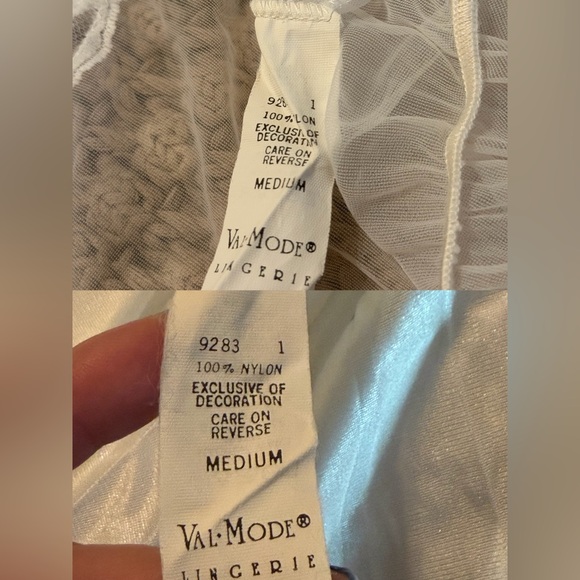 Vtg Val Mode 2 Pc Peignoir Set White Asymmetrical Lace+Luxuriously Sheer Robe - Picture 14 of 16